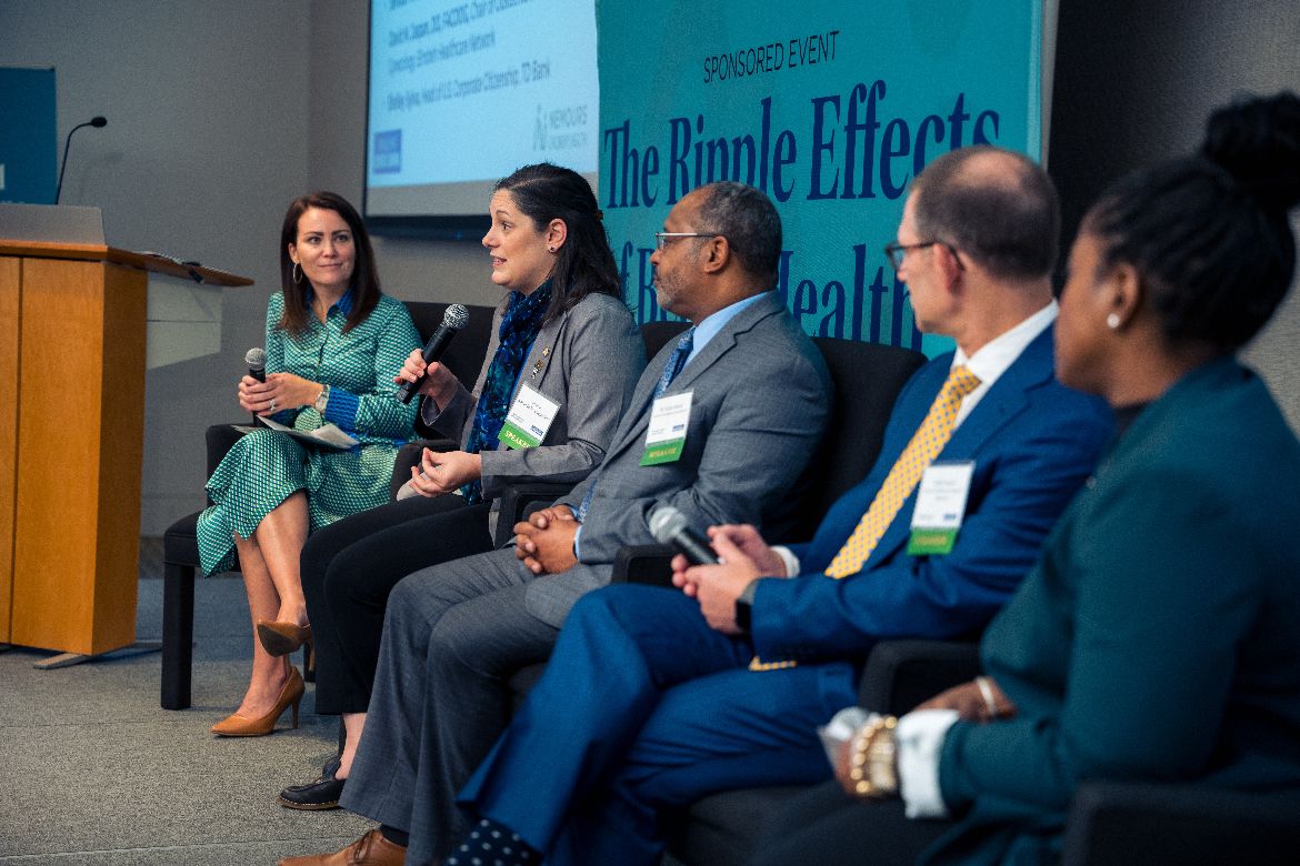 Dr. Meghan Walls speaking on a health panel